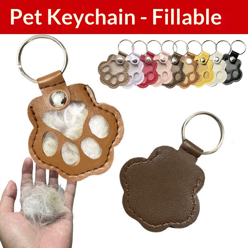 Leather Strap Quick Release - Hondenhaarverzamelaar sleutelhanger lederen huisdier gedenkstuk bont