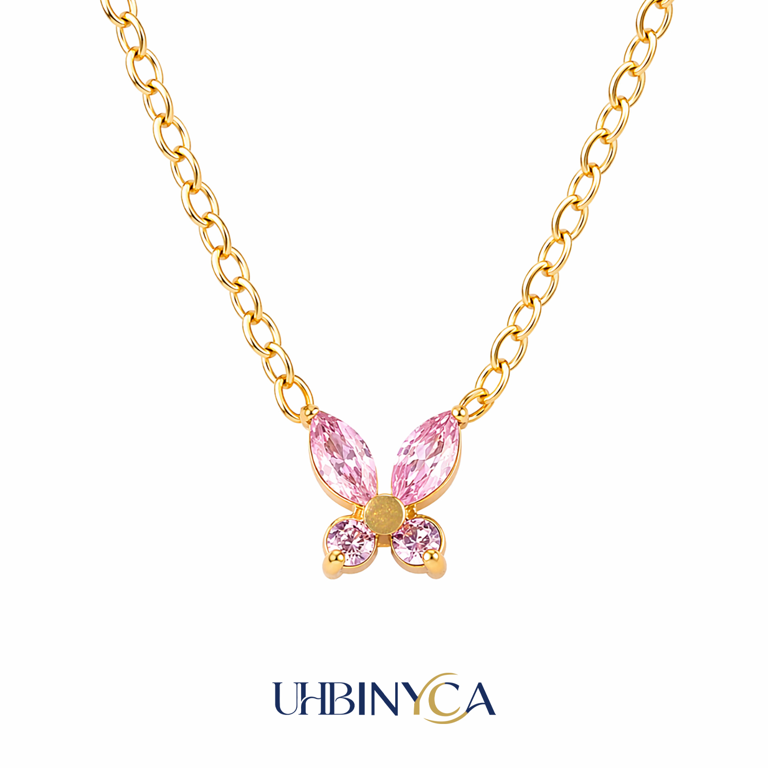 Butterfly Clasp Deployant - Glinsterende Zirconia vlinderhanger ketting roestvrij staal