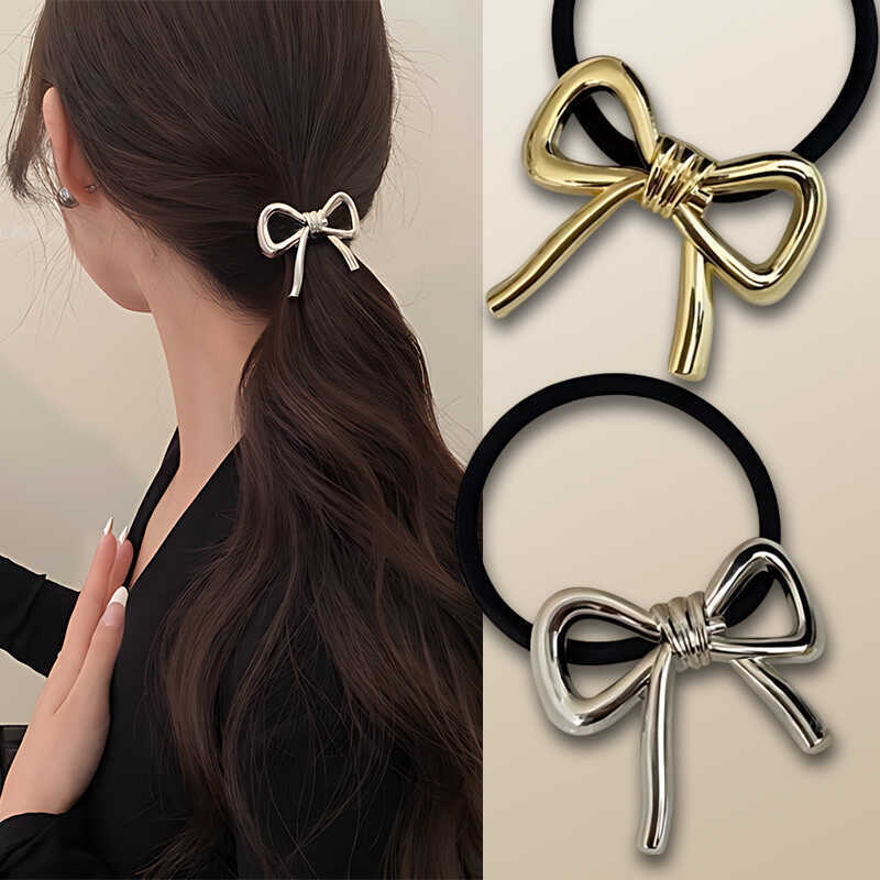 Silicone Band Women - Koreaanse prachtige metalen strik haartouw voor