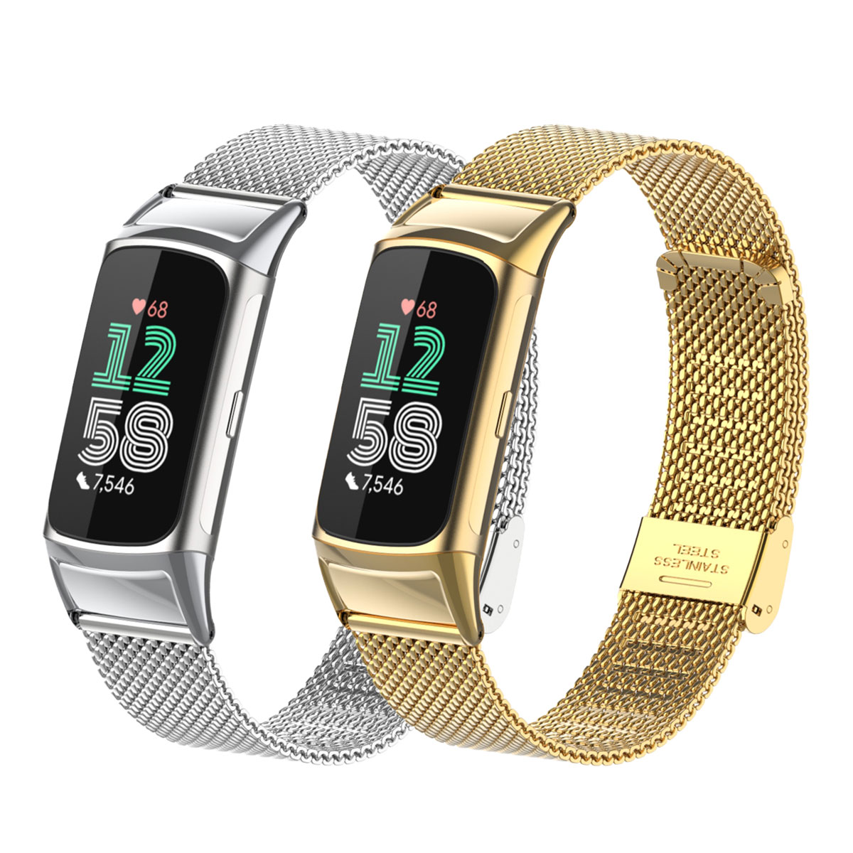 Mesh Strap Metal - Geschikt voor Fitbit Charge 5/6 roestvrijstalen