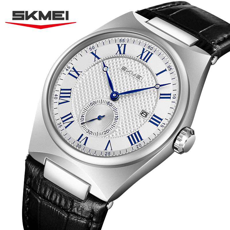Leather Watch Band Men - SKMEI 9390 Elegant heren quartz horloge