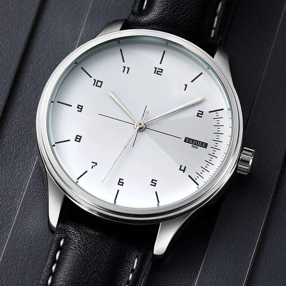 Leather Watch Band Men - Topmerk YAZOLE Quartz Horloges voor Heren,