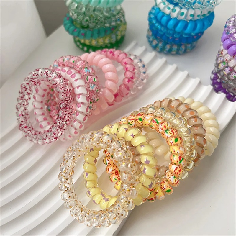 Silicone Band Women - 6 stuks kleurrijke hars-spiraal haarbandjes, elastische