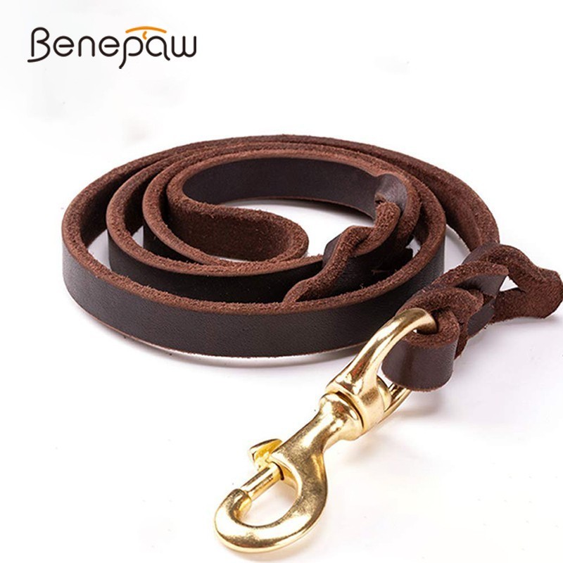 Leather Strap Quick Release - Benepaw High-End Koeienhuid Lederen Riem Hond