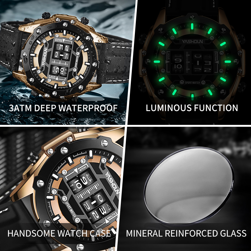Creatief horloge Digitaal quar - Leather Watch Band Men recensie en prijs